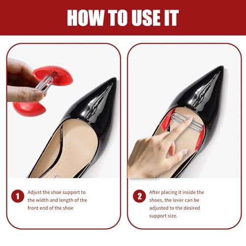 Ignara 4pcs Adjustable Shoe Width Stretchers for Women Shoes Widener Extender Mini Shoe Trees Shape Holder Achieve Fit for Stretching Shoes High Heels Sandals Leather Relieve Tightness Red — view 4
