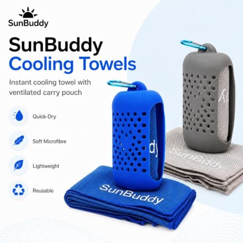 SunBuddy Cooling Towel for Sports – Instant Cooling, Quick Dry, Lightweight Microfibre Towel for Gym, Running, Hiking, Camping, Travel, Fitness & Outdoors (Grey) — view 2