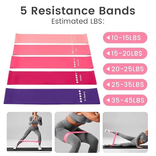 Home Pilates Essentials Kit for Women, with 5 Resistance Bands - Pink Magic Circle Pilates Kit for Home Toning, Includes Yoga Ball, Stretch Strap & Gym Bag (13-Piece Complete Starter Set) (Pink) — view 4