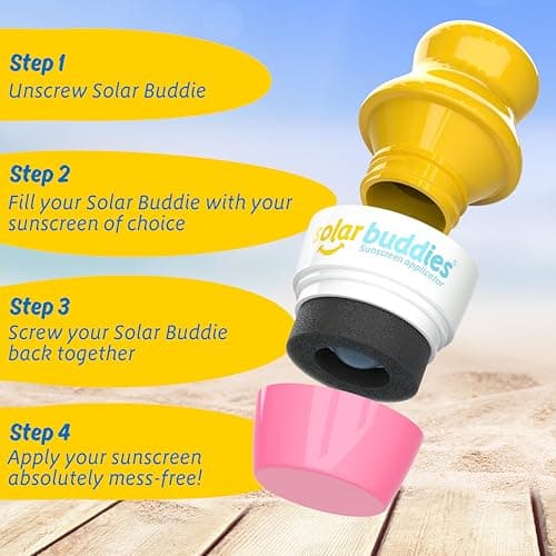 Triple Pink Pack Of Solar Buddies Refillable Roll On Sponge Applicator For Kids, Adults, Families, Travel Size Holds 100ml Travel Friendly for Sunscreen, Suncream and Lotions — view 4