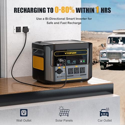 VTOMAN 1000W Portable Power Station, 828Wh Expandable LiFePO4 Battery — view 2