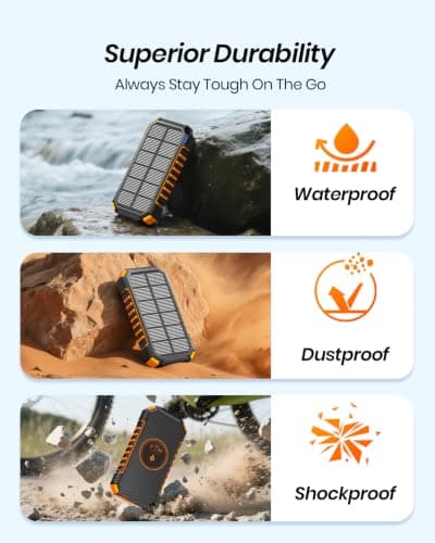 A ADDTOP Solar Power Bank - 20000mAh Wireless Portable Charger with USB C - 3.0A Fast Charging External Battery Bank for Smartphone Tablet – 2 Flashlights for Camping Outdoor — view 6