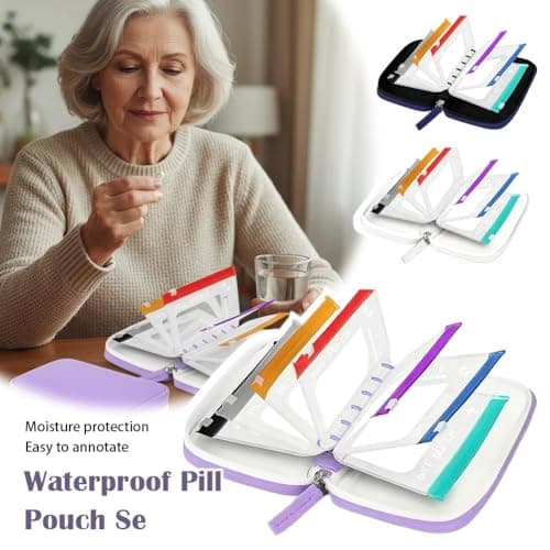 Waterproof Pill Pouch Set,Pill Organizer Binder with 14Color-Coded Removable Bags,Reusable Waterproof PillPouch,Portable Travel Medication Storage Pouch for Daily Use Holding Supplements &Vitamins — view 2