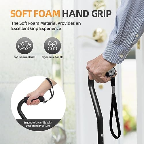 BeneCane Walking Cane for Men & Women Adjustable Cane with Offset Soft Cushioned Handle -Portable Lightweight Sturdy Mobility Walker Aid for Elderly, Seniors Collapsible Cane — view 5