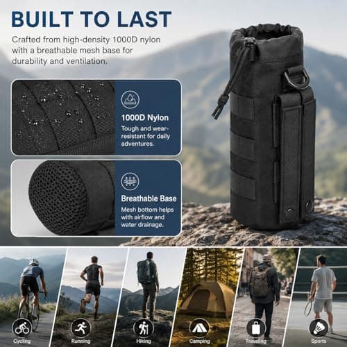 ElioVelluL MOLLE Water Bottle Holder Pouch Tactical Hydration Carrier, Adjustable Nylon Bottle Holster Bag for Backpack, Hiking, Camping, Cycling and Outdoor Military Gear Use — view 5