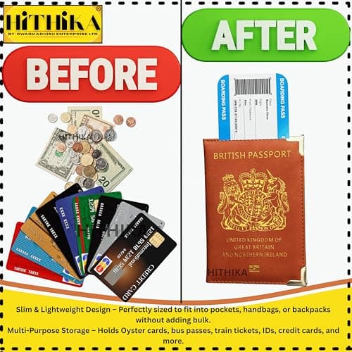 HITHIKA British Passport Holder | UK Passport Wallet | Non EU | PU Leather (Maroon) — view 5