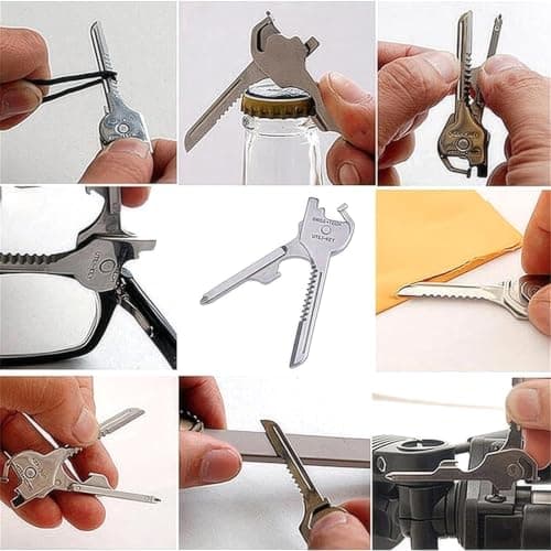 CNMZGJ 6-in-1 Stainless Steel Mini Multi Tool Keychain EDC Pocket Utility Gadget for Camping Hiking Daily Use Portable Bottle Opener for Outdoor Adventure — view 4
