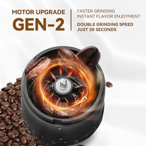 Portable Rechargeable Travel Coffee Bean Grinder, 420 Stainless Steel Burr — view 2