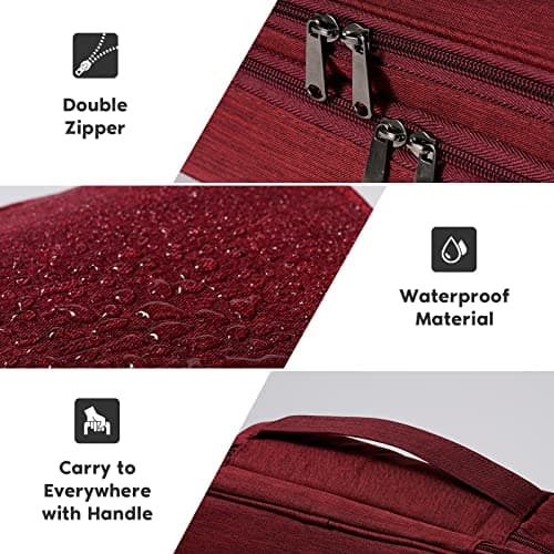 OrgaWise Travel Cable Organiser Bag, 3-Layer Tech Case, Red — view 3