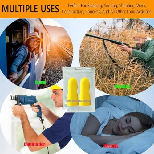 50Pairs Luxury Individually Wrapped Noise Cancelling Hotel Disposable Earplugs; Comfortable Noise Reduction Travel Sleep Ear Plugs for Sleeping, Swimming,Work,Construction, Concerts, Loud Activities — view 4