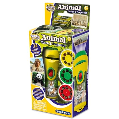 Brainstorm TOYS Animal Torch and Projector – 24 Wildlife Images, Projects Clear Pictures Up to 1 Metre Wide, Interactive Educational Kids Flashlight Toy