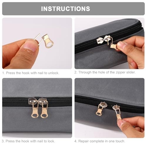 SAVITA 6pcs Detachable Zipper Pulls, Metal Zipper Puller Tab Replacement Fixer Repair Kit for Clothing Jackets Pants Coat Suitcase Bags Backpacks Luggage Purses (Gold) — view 5