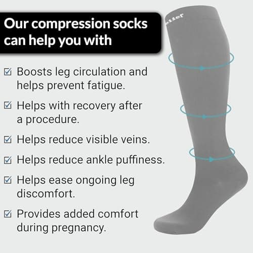 360 RELIEF Compression Socks for Women & Men, Flight Socks 4XL Grey — view 6