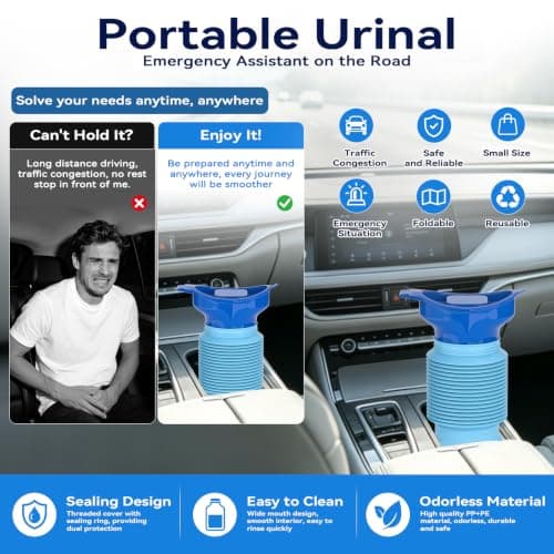 Pee Bottles for Men, Adjustable Emergency Urinal, Portable Toilet 750ML — view 5