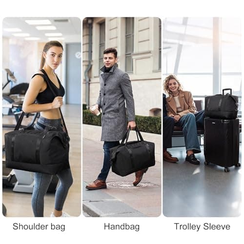 Flintronic 40x20x25CM for Ryanair Cabin Bags, 20L Underseat Hand Luggage, Foldable Travel Duffel Bag with Removable Wet Pocket and Shoulder Strap, for Travel Women Men - Beige — view 6
