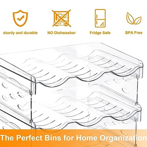 YOOTUKL Water Bottle Organizer Stackable Kitchen Pantry Organization and Storage Shelf Plastic Water Bottle Holder for Fridge Kitchen Cabinet Wine (2 Pack(6 Bottles)) — view 4