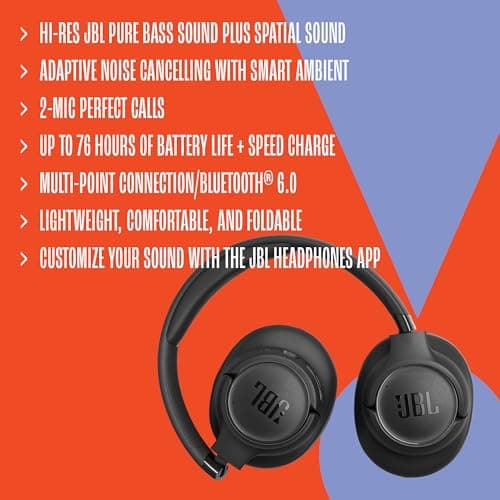 JBL Tune 780 NC Wireless Over-Ear Bluetooth Headphones, Lavender — view 6