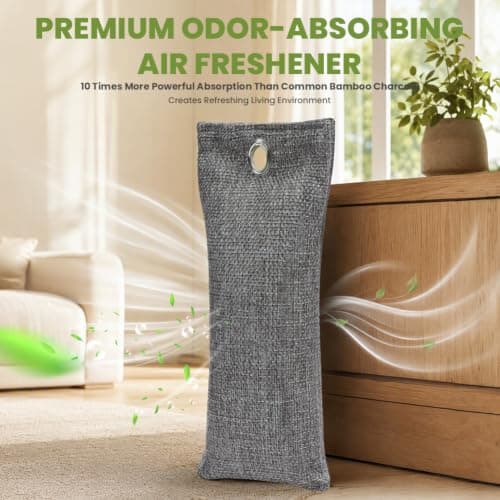 vsshe Bamboo Charcoal Air Purifying Bags 6Pack, 6x50g Natural Activated Deodorize Bags, Removes Odors and Moisture, Activated Charcoal Shoe Odour Absorber, Air Freshener for Home,Car Pets Room,Closet — view 4