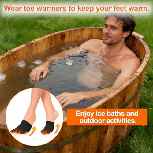 1 Pairs Neoprene Toe Warmers, Reusable & Comfortable Thermal Toe Covers for Ice Bath Cold Plunge Cycling Hiking Winter Sports & Work Boots (Black, Worn Inside Shoes) — view 5