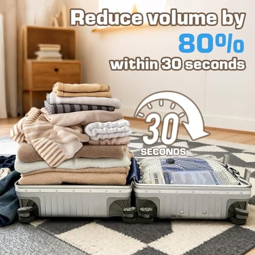 Travel Vacuum Storage Bags with Rechargeable Electric Pump, 15 Pack 3 Sizes Compression Bags for Clothes, Portable Space Saver Bags for Suitcase Luggage — view 2