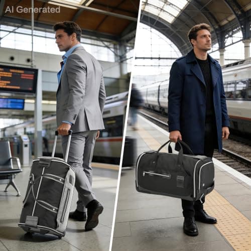 TONRUYN Rolling Garment Bag for Travel Suit Bag with Wheels Handle 55L Carry on Garment Duffle with Shoe Compartment for Men Women 3 in 1 Trolley Convertible Suit Carrier for Business Wedding, Grey — view 2
