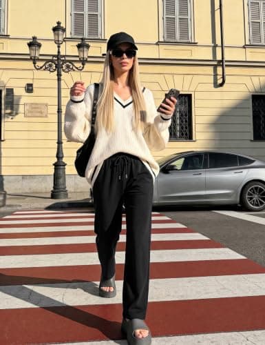 Litherday Womens Tracksuit Bottoms High Waist Straight Leg with Pockets — view 4