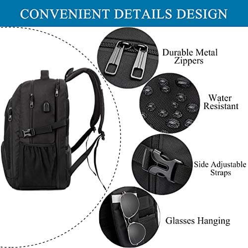 Extra Large 50L Travel Laptop Backpack,Water Resistant Work Backpack Bag with USB Charging Port,Anti Theft Big Business Backpack,College School Computer Rucksack for Men Women,Fits 17Inch Laptop-Black — view 5