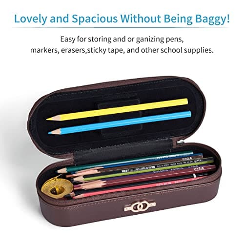 Wine Cork Printed Hardshell Leather Pencil Case for Girls Boys, Cute Pencil Pen Pouch Makeup Bag for Travel School Office College — view 5