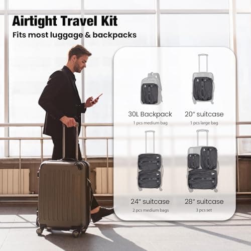 ESCRODOI 3-Size Set Vacuum Bags for Travel with Pump,Reusable,Black — view 5