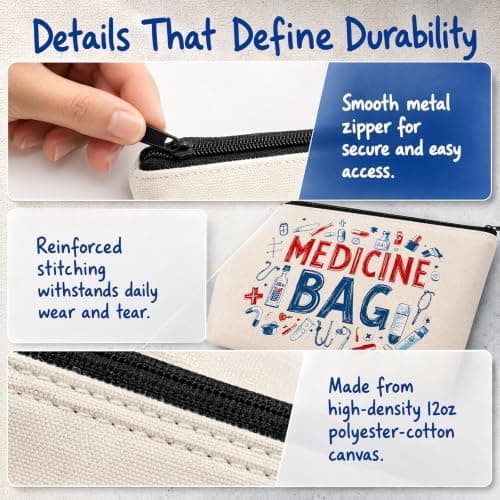 Dooaqiin Essentials 2 Pack Funny Travel Pouches - Medicine Bag and All My Charging Cable Bag - Humorous Holiday Accessories and Luggage Organiser, Tech Gadgets Travel Gifts for Women Men — view 3