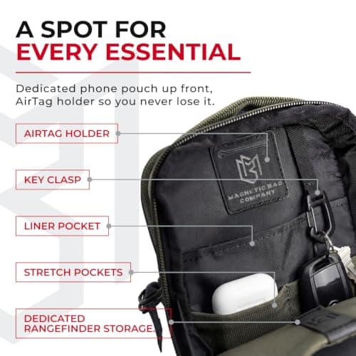 Magnetic Bag Company - Black Crossbody Bag Sling Chest Bag for Men and Women | Magnetic Gym Bag for Gym, Travel, Work, and Sports | Keep Your Items Off the Dirty Gym Floor with Magnetic Attachment, — view 6