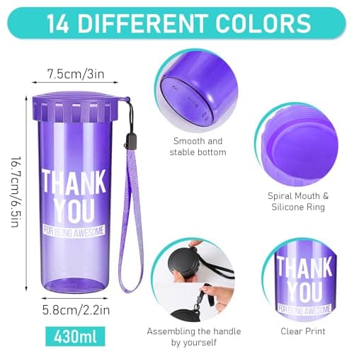 14 Pack Reusable Thank You Water Bottles, 430 ml Plastic Drinking Cups — view 4