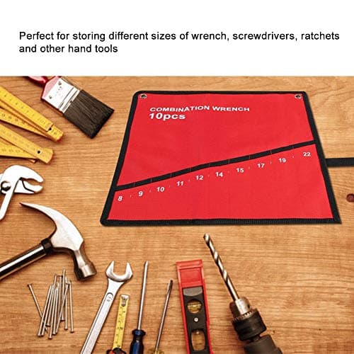 Nikou Wrench Roll, Multi Pocket Roll Up Tools Storage Bag Canvas Organizer, Wrench Tool Holder Screw Driver Mat Spanner Organiser Bags for Spanners (10 Pockets) — view 2