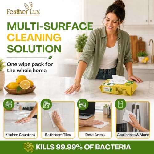 Antibacterial Wipes 04 Pack Lemon Scent - Multi Surface Cleaning Wipes — view 3