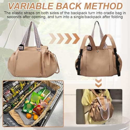 Multifunctional Expandable Travel Tote Bag - 3-in-1 Extra Large Stylish Backpack, Shoulder Bag for Travel, Beach, & Work, Blue, 32cm x 23cm x 35cm / 12.60inch x 9.06inch x 13.78inch — view 4