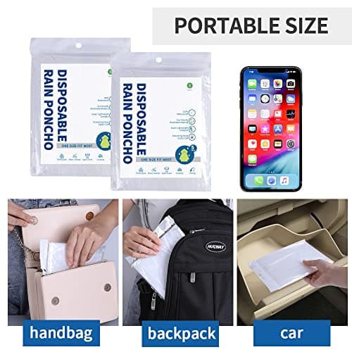Opret Disposable Rain Ponchos 5 Pack, Emergency Raincoats, Waterproof — view 6