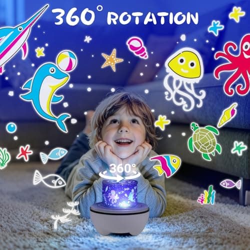 Arrytoy Sensory Light Projector,Baby Night Light Projector,Bedroom Decor Rechargeable Star Projector -23 Sets of Films & 360° Rotating &4 Light Modes, Birthday/Christmas/Easter Gifts for Girls & Boys — view 3