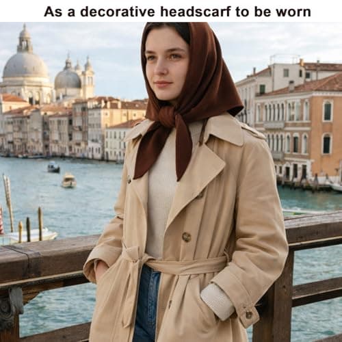 YONEEKSS Brown Wool Blend Triangle Scarf for Women Neck Warmer — view 5