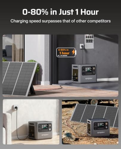 AFERIY P300 Portable Power Station 3000W, 2048Wh LFP Battery Expandable to 10.24kWh,1.5H Fast Charging, 2x140W USB-C Output, 220V-240V, Solar Generator for Camping, Home,Off-grid, 7-Year Warranty — view 4
