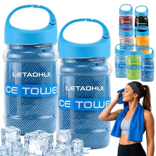 2PCS Cooling Towel, Microfiber Cool Ice Towel for Neck, Soft Breathable Cooling Wrap for Fitness Guys Microfiber Stay Cool, 24+ Hours Cold Relief Towels for Neck and Face Yoga Sport Running Gym Towels