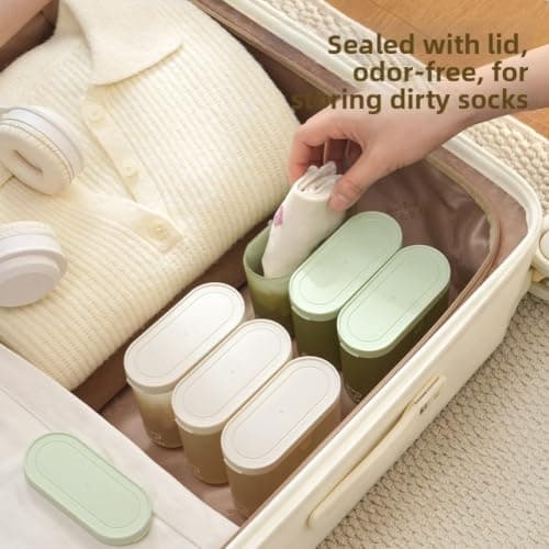 Modern Storage Box with Lid for Underwear Socks Jewelry Multi-Compartment Organizer Compact Stackable Polypropylene 2-Piece Set Travel Drawer Holder(Mint Green) — view 2
