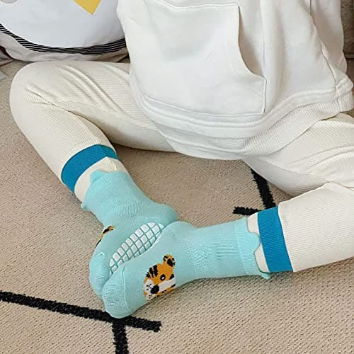 FedMois 5 Pairs Baby Kids Anti-slip Socks Cotton non skid Ankle Socks Animals, Panda, 1-3 Years — view 6