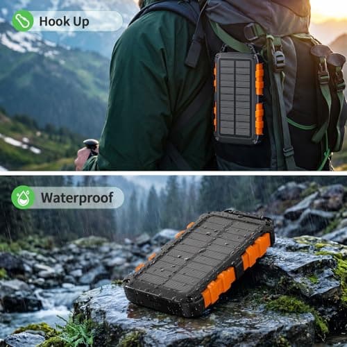 Solar Power Bank 10000mAh, Dual Cables, 22.5W USB-C PD Charger — view 4