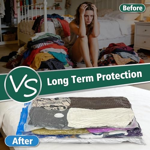 Oumaru Vacuum Storage Bags for Clothes, Vacuum Bags, Space Saver Bags for Clothes, Duvets and Pillows, Hand Pump Included, Pack of 10, Jumbo Size — view 6