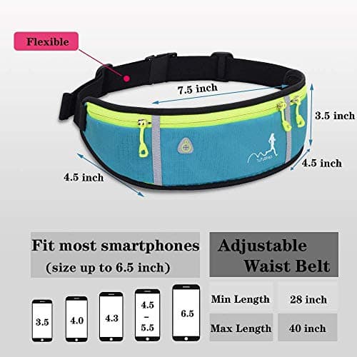 TuTuShop Lightweight Running Belt Adjustable Running Waist Pack with Elastic Strap Running Pouch Phone Holder Accessories for iPhone Samsung ,Workout Fanny Pack for men/woman/kids (Sky Blue) — view 2
