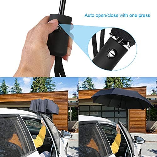 Vicloon Folding Umbrella, 8 Ribs Compact Windproof, Auto Open/Close, Sturdy Reinforced Canopy, Portable for Men & Women — view 6