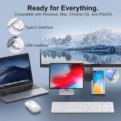 LOONASA USB-C/A & Bluetooth Mouse for MacBook Laptop Tablet iPad PC Office — view 2