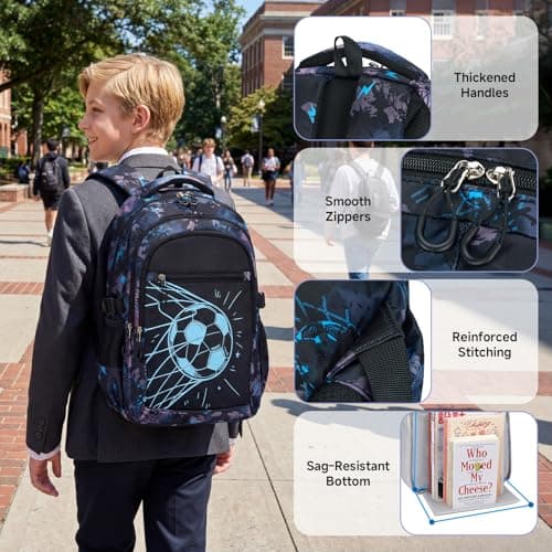 Amythe School Backpack for Boys - Large Lightweight Reflective & Luminous — view 6