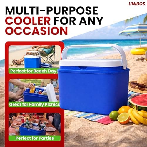 Unibos | 24L Insulated Cool Box – Lightweight Portable Ice Cooler With Handle & Lid – Durable Food-Grade Plastic – Keeps Food & Drinks Hot Or Cold – Ideal For Camping, BBQ, Travel, Outdoor (24L) — view 3