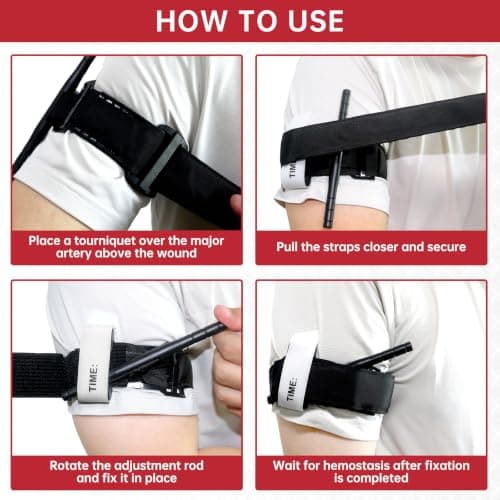 3 Pack Tourniquet,Hemostatic Bandage Outdoor Emergency Tourniquets,Portable Tourniquet Tactical Emergency Strap,Emergency Tourniquet for Camping Hiking Mountaineering Outdoor Sports — view 5